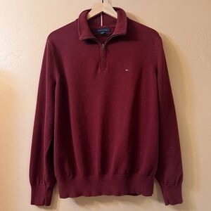 Tommy Hilfiger Quarter Zip Pullover Sweater Sweatshirt Adult Men Large Red